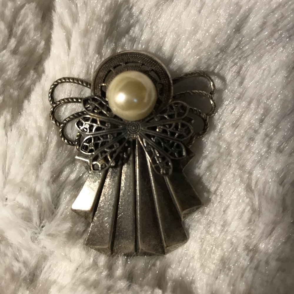 Angel silver metal brooch/pin